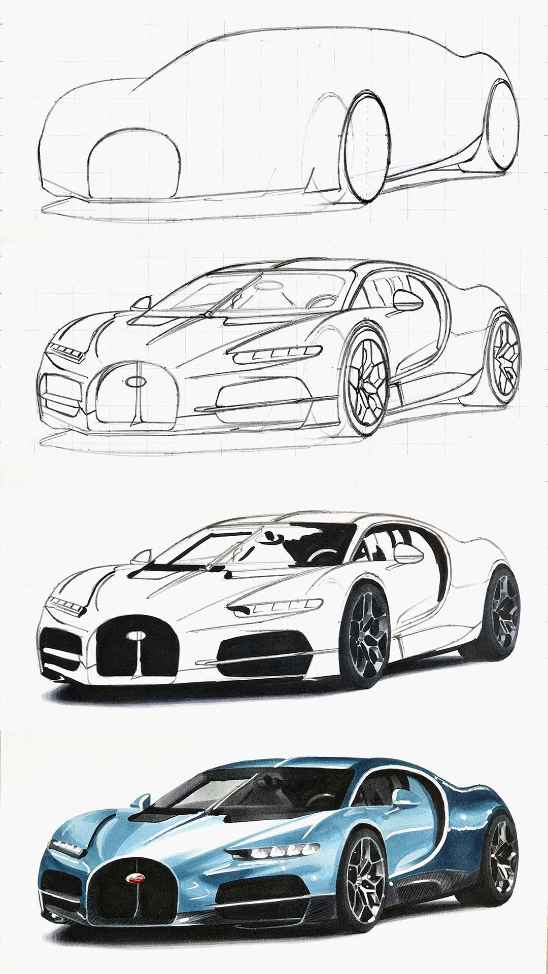 Easy Step-by-Step Bugatti Tourbillon Drawing Tutorial